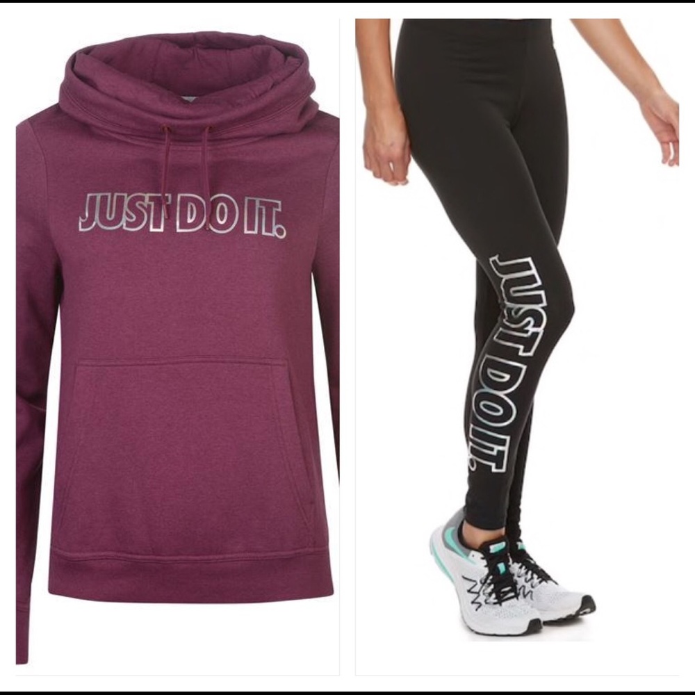 Nike metallic hoodie & leggings set